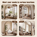 Full Length Mirror, 81"x41" Arched Full Body Mirror, Oversized Floor Mirrors, Leaning Free Standing Mirrors, Hanging Mounted Large Mirrors for Bedroom Dressing Room, Cloakroom, Black