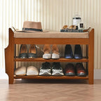 2 Tier Shoe Bench, Bamboo Shoe Rack Bench, Shoe Storage Bench Organizer for Entryway Hallway Living Room