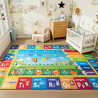ST. BRIDGE Educational Kids Rug for Playroom 3x5 Feet, Non Slip Play Mat with ABC Alphabet, Numbers & Animals for Toddler Preschool Nursery Classroom, Soft Washable Area Rug for Early Learning