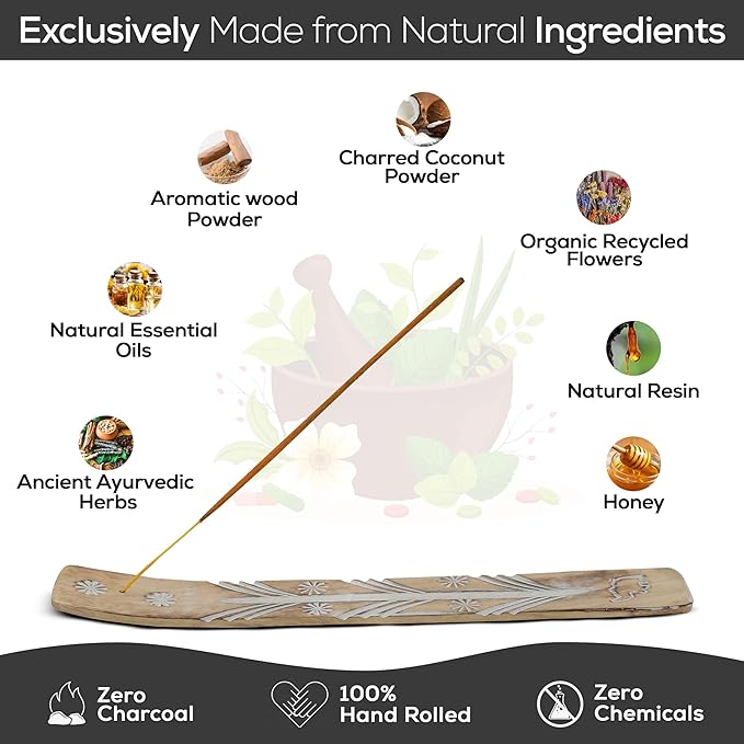 Satya Nag Champa Palo Santo Incense Sticks, Satya Bng (Bangalore) Insenses 15gmx12 Pack with Raajsee Incense Holder Bundle, Nag Champa Natural Incense
