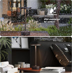 1 Pack Rechargeable Table Lamps Cordless, Portable 5000mAh Outdoor Table Light, 3 Color Stepless Dimming LED Table Lamp with Memory Function, for Home/Dinner/Patio/Restaurant.(Brown)