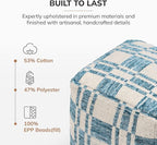 Anji Mountain 100% Handmade & Handcrafted Comfortable Home Décor Pouf Ottoman Footrest for Living Room, Bedroom, Nursery, Kidsroom, Patio Furniture - (20" x 20" x 20" - Blue)