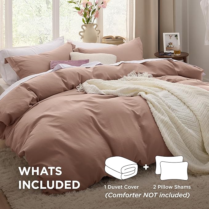 Bedsure Mocha Mousse California King Duvet Cover - Prewashed Cotton-Like Polyester Extra Soft Bedding Set, Includes 1 Cal King Duvet Cover 104''x98'' with Zipper Closure & 2 Pillow Shams, No Comforter