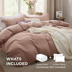 Bedsure Mocha Mousse Duvet Cover King Size - 3 Pieces Prewashed Cotton-Like Extra Soft Bedding Set, Includes 1 Duvet Cover 104x90 Inches with Zipper Closure & 2 Pillow Shams, Comforter Not Included