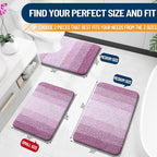 OLANLY Bathroom Rug Set 2 Piece, Soft Absorbent Microfiber Bath Mats and U-Shaped Contour Toilet Rug, Non-Slip, Machine Wash Dry, Plush Shaggy Bath Mats for Bathroom (30"x20"+24"x20", Pinkish-Purple)