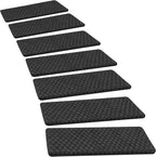PURE ERA Bullnose Carpet Stair Treads Tape Free Non-Slip Indoor Stair Protectors Pet Friendly Stair Treads for Wooden Steps 9.5" x 30"(2 Pieces,Black Mini-Diamond Trellis)
