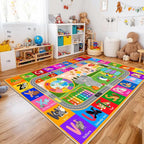 Kids Rugs for Classroom 8' x 10', Kids Educational Area Rugs for Learning ABC Alphabet, Numbers, Colors, Animal Words and Season, Washable Kid Room Rug Play Mat for Playroom Bedroom