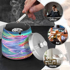 Rainbow Unicorn Ashtray with Lid, Outdoor Ashtrays for Patio, Stainless Steel Ashtray Odorless Smokeless for Home Office Balcony