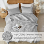 akkialla Twin Size Quilt Bedding Set,Light Grey Lightweight Microfiber Soft Bedspreads,Modern Style Geoetric Pattern Coverlet Set for All Seasons,2 Piece(1 Quilt,1Pillow Sham)