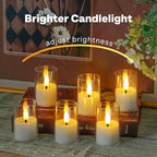 8pcs Battery Operated 1.7" x2.5" Clear Acrylic Remote LED Tea Lights, Flameless 2/4/6/8h Timer Fake Ivory Bulk Votive Candles with Batteries, Flickering Warm Light Pure Plastic Tealights