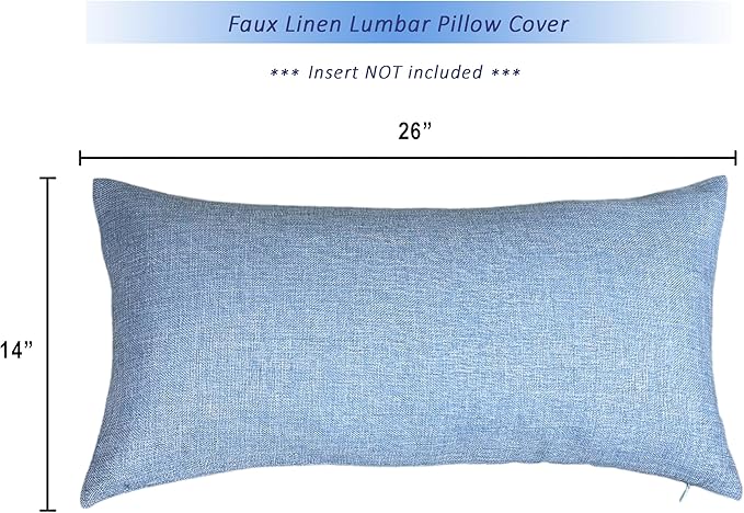Aiking Home Woven Fine Faux Linen Throw Pillow Cover, Size 14"x26", Slate Blue