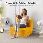 FILUXE Convertible Folding Sofa Bed-Sleeper Chair with Pillow, Modern Linen Fabric Floor Futon Couch, Foldable Mattress for Living Room/Dorm/Guest Use/Home Office/Apartment,Single Size,Orange