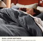 Bedsure Cotton Duvet Cover Set - 100% Cotton Waffle Weave Charcoal Duvet Cover Oversized King Size, GentleSoft™ and Breathable Bedding Set for All Season, 3 Pieces, 120"x98"