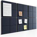 Bumusty Large Felt Bulletin Board, 36" x 24" Cork Board Alternative, 6-Pack Wall Tiles with 4-Compartment Design, 30 Push Pins, 40 Adhesive Tabs, Ideal for Office & Home Decor, Deep Charcoal Blue