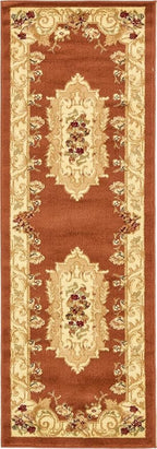 Rugs.com Chateau Collection Rug – 6 Ft Runner Brick Red Medium Rug Perfect for Hallways, Entryways