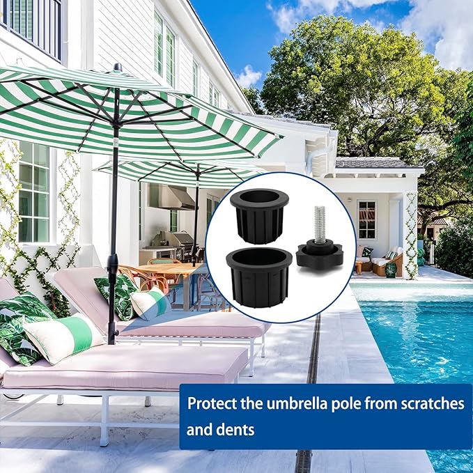 12Pcs Umbrella Base Stand Hole Ring Plug Cover and Cap Patio Umbrella Stand Replacement Parts Umbrella Stand Base Stabilizer Sleeve with M8 Thread Replacement Hand Knob Threaded