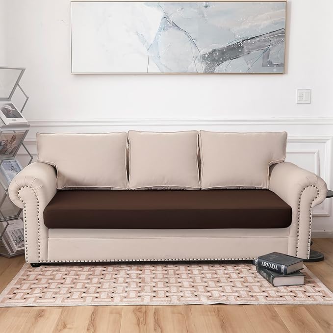 Waterproof Couch Cushion Covers, Stretch Sofa Seat Cover for Sectional Couch, Reversible Furniture Protector Covers for Pets, Washable (Sofa Cushion, Chocolate)