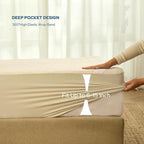 BEDLORE Waterproof Mattress Protector, Twin XL Size Mattress Pad with Deep Pocket 6"-15" Depth, Soft Breathable Bed Mattress Cover for Bedroom, College Dorm (Beige)