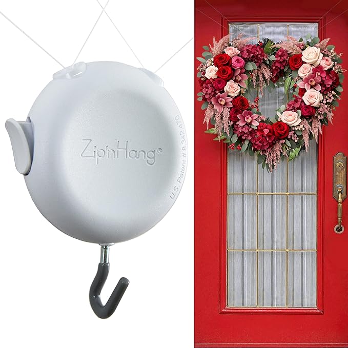 Wreath Hangers for Front Door - Damage Free Hanging for Valentines and Easter | Adjustable Door Wreath Hanger | Over The Door Hook for Glass, Storm & Screen Doors | Easy to Use | No Nails or Tape