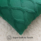 decorUhome Spring Throw Pillow Covers 18x18 Inch Set of 2, Soft Plush Faux Fur Wool Green Couch Pillow Covers, Decorative Neutral Pillow Cases for Bed Sofa Living Room Home Decor
