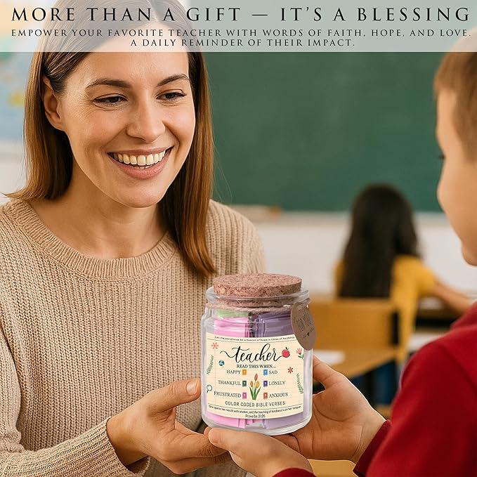 Bible Verse Jar for Daughter – 92 Color-Coded Scriptures of Encouragement, Birthday & Christmas Gift, Christian Keepsake, Daughter-in-Law Gift (Bible Jar For Teacher)