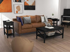 ChooChoo Side Table Living Room Set of 2, Narrow End Table with Drawer and Shelf, 3-Tier Sofa End Table for Small Space