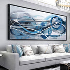 YDYSUNE Extra Large Blue and Gray Painting Wall Art White and Silver Picture for Living Room Modern Living Room Home Bedroom Decoration Blue Framed Artwork Decor 70x31IN