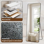 BEAUTYPEAK Black Full Length Mirror, 71"x26" Rounded Corner Floor Mirror Standing Hanging or Leaning Against Wall, Suitable for Bedroom or Dressing Room