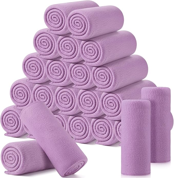 Shimeyao 24 Packs Fleece Throw Blanket Soft Warm Lightweight Fleece Blanket Cozy Throw Bulk for Home Bed Couch Sofa Office Wedding Gifts Suitable for Seasons, 50 x 60 Inches(Lavender Purple)