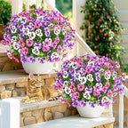 MARTINE MALL 12 Bundles Look Real Artificial Flowers for Outdoors, Realistic Fake Outdoor Flowers, UV Resistant Silk Pansy Flower for Outside Faux Flower Plant for Outdoor Porch Yard, Three Mix Colors