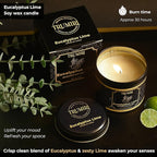 Eucalyptus Candle with Lime Strong Scented Soy Candel Clean Non Toxic Velas Aromáticas for Home Pack of 1 Gift for Fall Christmas Holidays