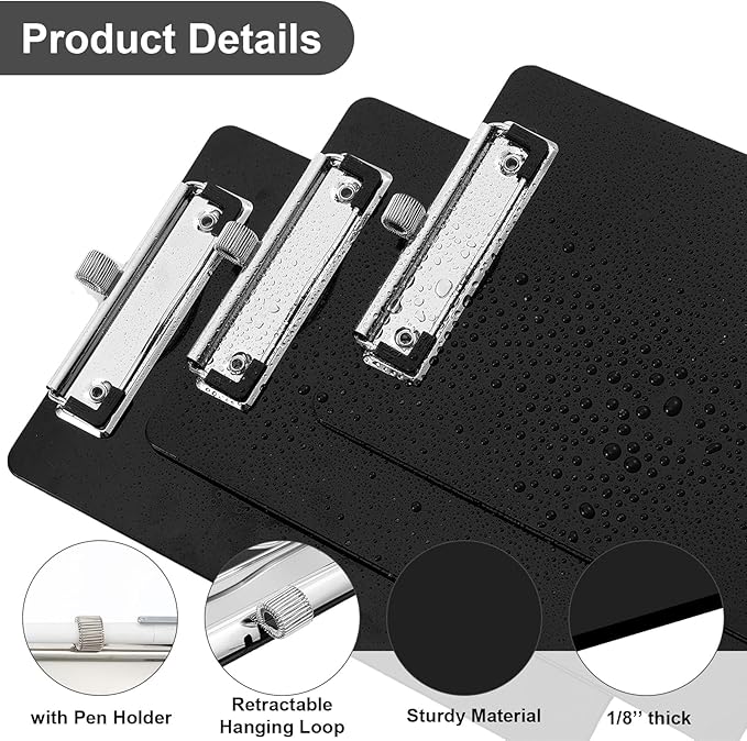 Sabary 24 Pack Bulk Mini Clipboards with Pen Holder Clip Black A5 Memo Clipboard 6x9 Plastic Check Presenters for Restaurants School Office Hotel Shopping List (Pen Not Included)
