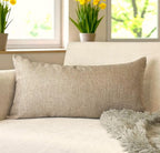 Aiking Home Woven Fine Faux Linen Throw Pillow Cover, Size 14"x26", Wheat