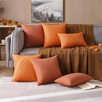 MIULEE Pack of 2 Decorative Outdoor Solid Waterproof Throw Pillow Covers Faux Linen Garden Farmhouse Cushion Cases for Summer Patio Tent Balcony Couch Sofa 20x20 Inch Rust