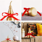 Feng Shui Decor - Brass Wu Lou Gourd with Red Luck Strip for Ideal Home Decoration,Table,Bookshelf,5inch Tall,Full Brass,Fortune Protection,Hu Lu Bring Good Luck,Healthy,Success