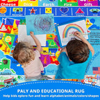 USA Map ABC Kid Rug for Playroom 78.7"×59" Classroom Play Rug Educational Baby Playmat Alphabet Rug State Symbols, ABC Letters, Numbers, Seasons&Shapes Fluffy Ployester Non-Slip Preschool Nursery Rug