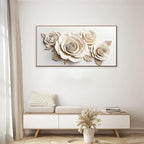 Wall Art Living Room Prints White Flower Wall Art Decor Modern Canvas Art Wall Decor Home Wall Decor Suitable Pictures For Bedroom Apartment Office Can Be Hung 24" X 48" With Framed