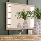 Signature Design by Ashley Cielden French Country 6-Drawer Dresser and Mirror with Safety Stop, Light Brown