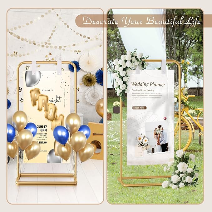 Wedding Welcome Sign Stand, Adjustable Welcome to Our Wedding Sign Holder,Heavy Duty Easel Stand for Sign, Wedding Seating Chart Stand, Easel for Display (Gold)