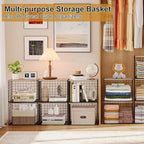 Widened & Heightened Closet Organizers And Storage Shelves With Top Board, Set of 3 Stackable Closet Shelf Organizer Storage Bin Basket For Clothes Sweaters,Space-saving, Sturdy,Wider Higher Size