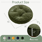 Washable Floor Pillow Cushion for Adults, Meditation Cushion Pillow, Large Round Floor Sitting, Removable Tufted Corduroy Cover, for Tatami Living Room or Yoga, 22x22 Inch, 2Pack, Machine Washable