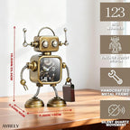 AYRELY® Industrial Steampunk Robot Table Clock,Battery Operated Handcrafted Metal Desk&Shelf Clock,Retro Mechanical Decorative Clock for Home,Living Room,Fireplace Decor