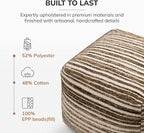 Anji Mountain 100% Handmade & Handcrafted Comfortable Home Décor Pouf Ottoman Footrest for Living Room, Bedroom, Nursery, Kidsroom, Patio Furniture - (22" x 22" x 16" - Brown)