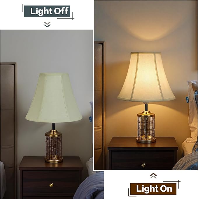 Cream Bell Lamp Shade - 1 Pack, 6.7" x 13" x 10.6" Fabric Replacement Lampshade for Table Lamp, Spider Fitter Lamp Shade for Home Decorative Lighting for Living Room, Bedroom, Study Room