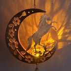 JOBOSI Moon Horse Wind Chime Decorative Gift, Solar Moon Horse Wind Chimes for Outside, Mother's Day Wind Chime, Gift for Women, Mom, Grandma, Outdoor Garden Lawn Yard Decor