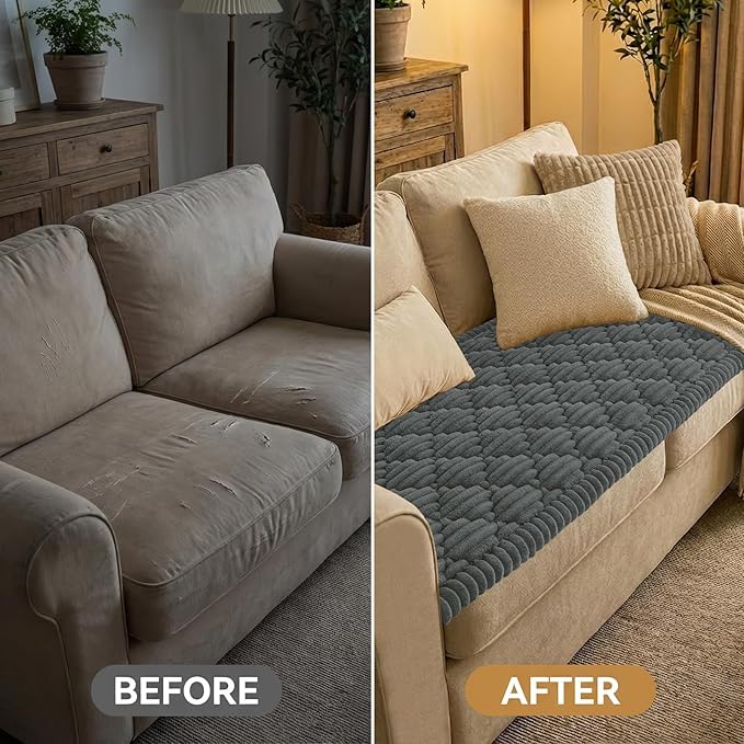 Smiry Pet Couch Cover for Dogs Washable, Non-Slip Fuzzy Couch Covers for 3 Cushion Sofa Pet Friendly, Soft Thick Furniture Protector Sofa Slipcover Mat for Dogs (Dark Grey, 27.6" x 82.7")