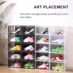 Attelite Shoe Box, Upgraded Large Clear Shoe Storage Box Stackable, 8 Pack Thicken Plastic Shoe Containers, Drop Front Large Magnetic Door,Shoe Storage Organizer for Display Sneakers