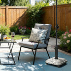 45lbs Patio Umbrella Base with 4 Wheels, Square Cobblestone Concrete Stand, Heavy Duty Market Umbrella Stand for Outdoor