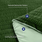 HYMOKEGE Dark Green/Sage Green Twin XL Comforter Set Seersucker 5 Pieces, All Season Luxury Bed in a Bag for Bedroom, Bedding Set with Comforter, Sheets, Pillowcase & Sham
