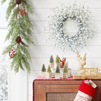 Huashen 24 Inch Spring Front Door Wreath Winter Berry Wreath Metallic Effect Pearl White & Silver Berry Christmas Wreaths for Front Door Wall Window Hanging Christmas Decoration Home Décor